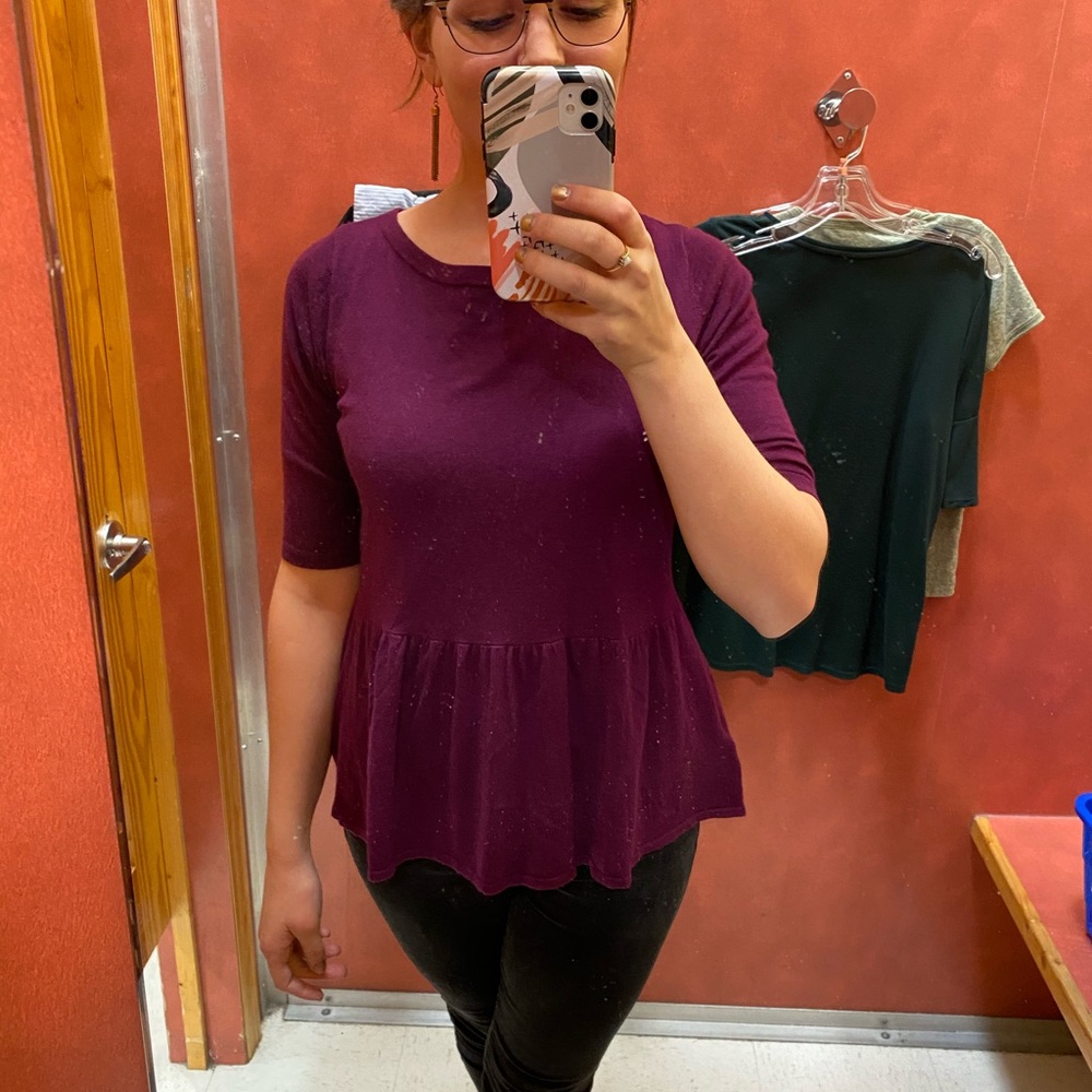 LOFT fuschia peplum top